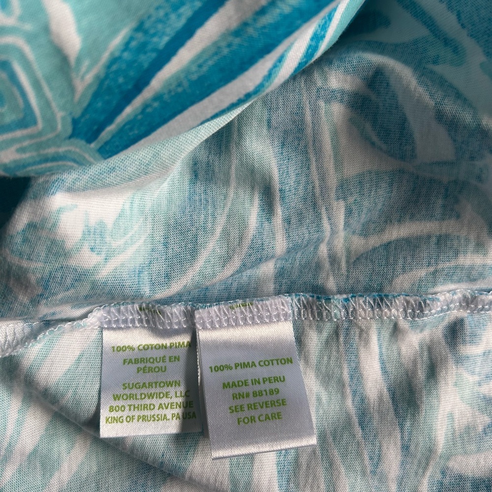 Lilly Pulitzer Shirttail Turquoise and White Patterned Dress NWOT - Picture 9 of 9